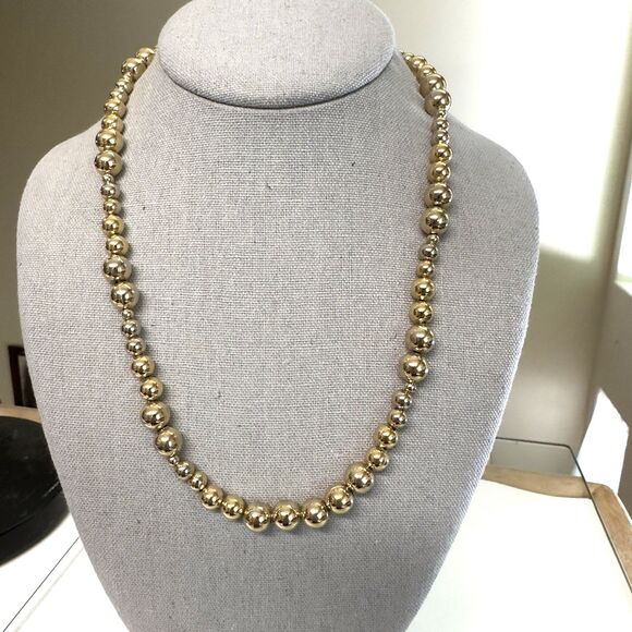 Karla Jordan Golden Metal Graduating Bead Necklace 20" Statement Vintage Stunner - Picture 5 of 7